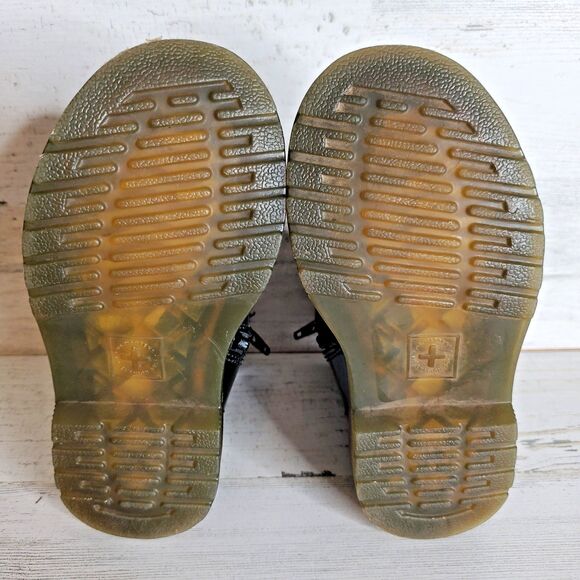 Dr. Martens 1460 T Black Lace Up Zip Patent Leather Combat Boots Toddler Size 8 - Picture 11 of 12